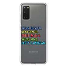 DistinctInk® Clear Shockproof Hybrid Case for Apple iPhone / Samsung Galaxy / Google Pixel - Speak English Kiss French Dress Italian