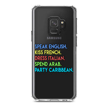 DistinctInk® Clear Shockproof Hybrid Case for Apple iPhone / Samsung Galaxy / Google Pixel - Speak English Kiss French Dress Italian