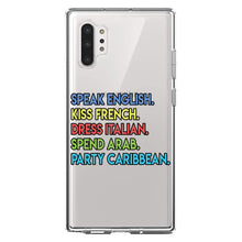 DistinctInk® Clear Shockproof Hybrid Case for Apple iPhone / Samsung Galaxy / Google Pixel - Speak English Kiss French Dress Italian