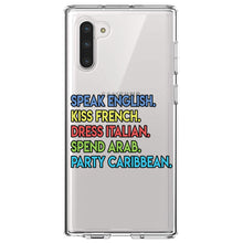 DistinctInk® Clear Shockproof Hybrid Case for Apple iPhone / Samsung Galaxy / Google Pixel - Speak English Kiss French Dress Italian