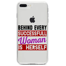DistinctInk® Clear Shockproof Hybrid Case for Apple iPhone / Samsung Galaxy / Google Pixel - Behind Every Successful Woman is Herself