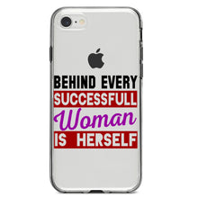 DistinctInk® Clear Shockproof Hybrid Case for Apple iPhone / Samsung Galaxy / Google Pixel - Behind Every Successful Woman is Herself