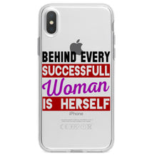 DistinctInk® Clear Shockproof Hybrid Case for Apple iPhone / Samsung Galaxy / Google Pixel - Behind Every Successful Woman is Herself