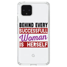 DistinctInk® Clear Shockproof Hybrid Case for Apple iPhone / Samsung Galaxy / Google Pixel - Behind Every Successful Woman is Herself