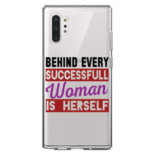 DistinctInk® Clear Shockproof Hybrid Case for Apple iPhone / Samsung Galaxy / Google Pixel - Behind Every Successful Woman is Herself