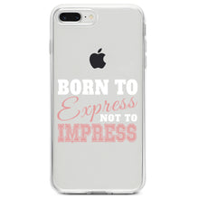 DistinctInk® Clear Shockproof Hybrid Case for Apple iPhone / Samsung Galaxy / Google Pixel - Born to Express Not to Impress
