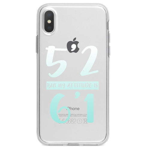 5'2 But My Attitude is 6'1 Clear Shockproof iPhone Case, view 2
