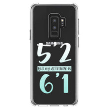 DistinctInk® Clear Shockproof Hybrid Case for Apple iPhone / Samsung Galaxy / Google Pixel - 5'2 But My Attitude is 6'1