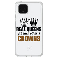 DistinctInk® Clear Shockproof Hybrid Case for Apple iPhone / Samsung Galaxy / Google Pixel - Real Queens Fix Each Other's Crowns