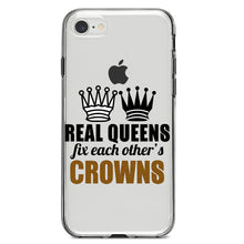 DistinctInk® Clear Shockproof Hybrid Case for Apple iPhone / Samsung Galaxy / Google Pixel - Real Queens Fix Each Other's Crowns