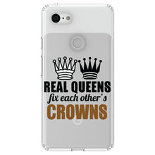 DistinctInk® Clear Shockproof Hybrid Case for Apple iPhone / Samsung Galaxy / Google Pixel - Real Queens Fix Each Other's Crowns