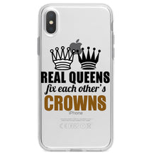 DistinctInk® Clear Shockproof Hybrid Case for Apple iPhone / Samsung Galaxy / Google Pixel - Real Queens Fix Each Other's Crowns