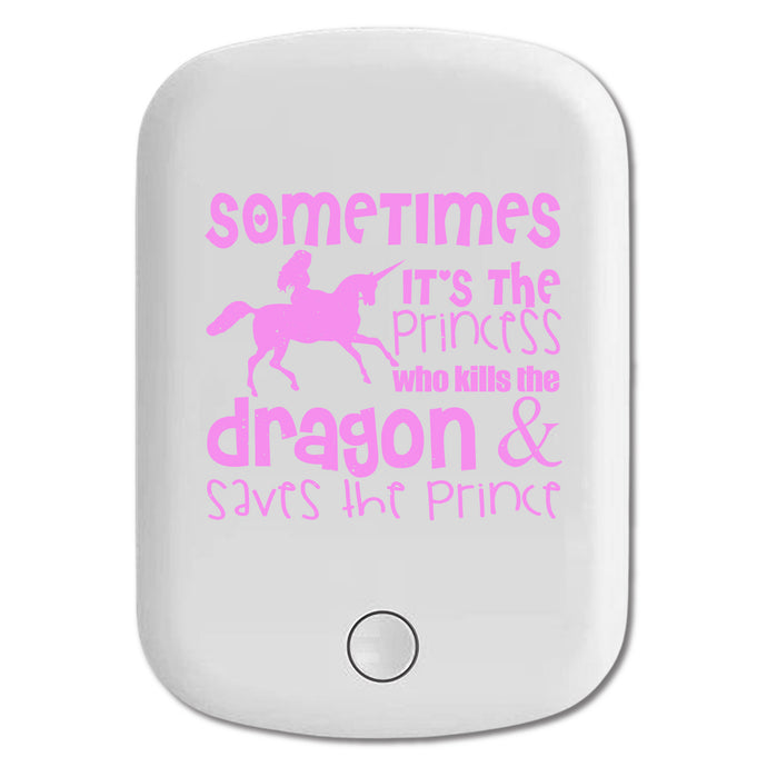DistinctInk Magnetic Battery Pack, Wireless Portable Charger with USB-C Cable, Compatible with MagSafe iPhone 14 / 13 / 12 Series - Sometimes It's the Princess Who Kills the Dragon