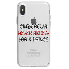 DistinctInk® Clear Shockproof Hybrid Case for Apple iPhone / Samsung Galaxy / Google Pixel - Cinderella Never Asked For a Prince