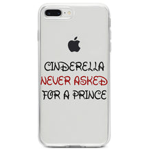 DistinctInk® Clear Shockproof Hybrid Case for Apple iPhone / Samsung Galaxy / Google Pixel - Cinderella Never Asked For a Prince