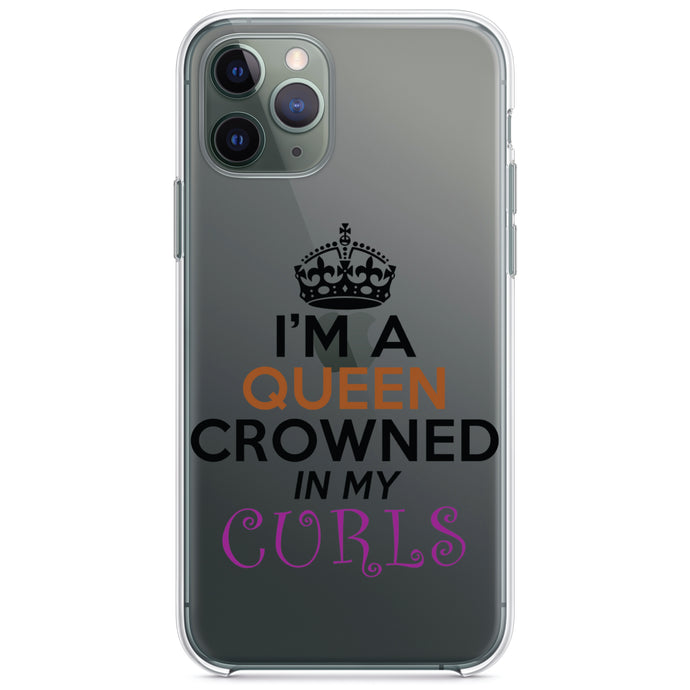 DistinctInk® Clear Shockproof Hybrid Case for Apple iPhone / Samsung Galaxy / Google Pixel - I'm a Queen Crowned in My Curls