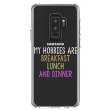 DistinctInk® Clear Shockproof Hybrid Case for Apple iPhone / Samsung Galaxy / Google Pixel - My Hobbies Are Breakfast Lunch & Dinner