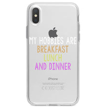 DistinctInk® Clear Shockproof Hybrid Case for Apple iPhone / Samsung Galaxy / Google Pixel - My Hobbies Are Breakfast Lunch & Dinner