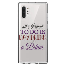 DistinctInk® Clear Shockproof Hybrid Case for Apple iPhone / Samsung Galaxy / Google Pixel - All I Want To Do Is Day Drink in a Bikini
