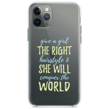 DistinctInk® Clear Shockproof Hybrid Case for Apple iPhone / Samsung Galaxy / Google Pixel - Girls With Right Hairstyle Will Conquer the World