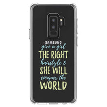 DistinctInk® Clear Shockproof Hybrid Case for Apple iPhone / Samsung Galaxy / Google Pixel - Girls With Right Hairstyle Will Conquer the World