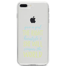 DistinctInk® Clear Shockproof Hybrid Case for Apple iPhone / Samsung Galaxy / Google Pixel - Girls With Right Hairstyle Will Conquer the World