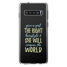 DistinctInk® Clear Shockproof Hybrid Case for Apple iPhone / Samsung Galaxy / Google Pixel - Girls With Right Hairstyle Will Conquer the World