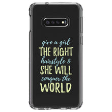 DistinctInk® Clear Shockproof Hybrid Case for Apple iPhone / Samsung Galaxy / Google Pixel - Girls With Right Hairstyle Will Conquer the World
