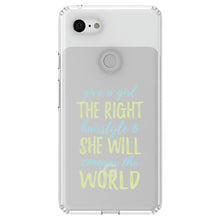 DistinctInk® Clear Shockproof Hybrid Case for Apple iPhone / Samsung Galaxy / Google Pixel - Girls With Right Hairstyle Will Conquer the World
