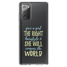 DistinctInk® Clear Shockproof Hybrid Case for Apple iPhone / Samsung Galaxy / Google Pixel - Girls With Right Hairstyle Will Conquer the World