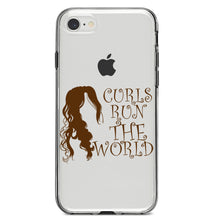 DistinctInk® Clear Shockproof Hybrid Case for Apple iPhone / Samsung Galaxy / Google Pixel - Curls Run the World