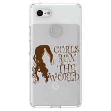 DistinctInk® Clear Shockproof Hybrid Case for Apple iPhone / Samsung Galaxy / Google Pixel - Curls Run the World
