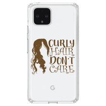 DistinctInk® Clear Shockproof Hybrid Case for Apple iPhone / Samsung Galaxy / Google Pixel - Curly Hair Don't Care