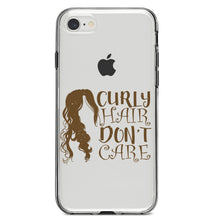 DistinctInk® Clear Shockproof Hybrid Case for Apple iPhone / Samsung Galaxy / Google Pixel - Curly Hair Don't Care