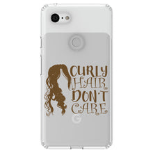DistinctInk® Clear Shockproof Hybrid Case for Apple iPhone / Samsung Galaxy / Google Pixel - Curly Hair Don't Care