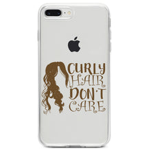 DistinctInk® Clear Shockproof Hybrid Case for Apple iPhone / Samsung Galaxy / Google Pixel - Curly Hair Don't Care
