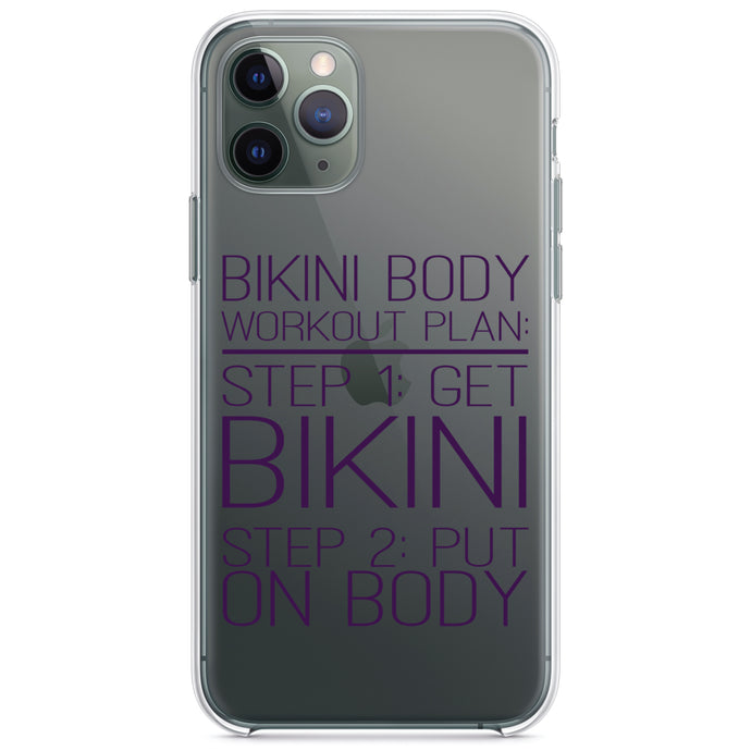 DistinctInk® Clear Shockproof Hybrid Case for Apple iPhone / Samsung Galaxy / Google Pixel - Bikini Body Workout Plan Get Bikini Put On Body