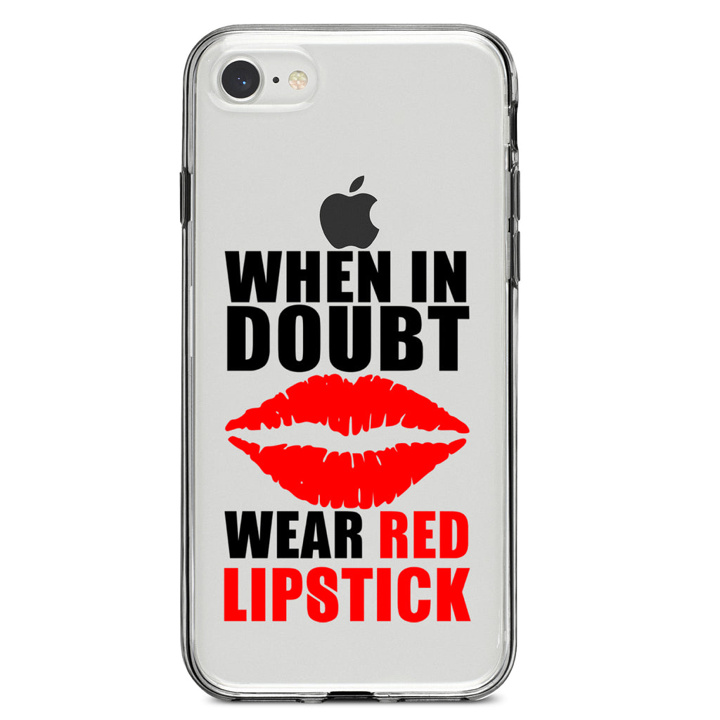When in Doubt Where Red Lipstick Clear Shockproof iPhone Case, view 5