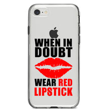 DistinctInk® Clear Shockproof Hybrid Case for Apple iPhone / Samsung Galaxy / Google Pixel - When in Doubt Where Red Lipstick