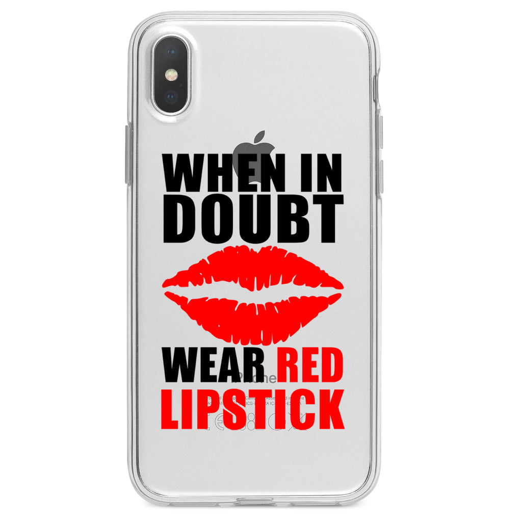When in Doubt Where Red Lipstick Clear Shockproof iPhone Case, view 2