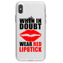 DistinctInk® Clear Shockproof Hybrid Case for Apple iPhone / Samsung Galaxy / Google Pixel - When in Doubt Where Red Lipstick