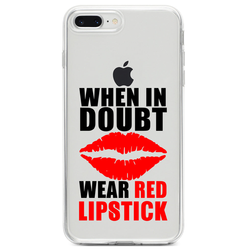When in Doubt Where Red Lipstick Clear Shockproof iPhone Case, view 6