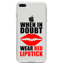 DistinctInk® Clear Shockproof Hybrid Case for Apple iPhone / Samsung Galaxy / Google Pixel - When in Doubt Where Red Lipstick