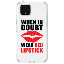 DistinctInk® Clear Shockproof Hybrid Case for Apple iPhone / Samsung Galaxy / Google Pixel - When in Doubt Where Red Lipstick
