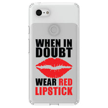 DistinctInk® Clear Shockproof Hybrid Case for Apple iPhone / Samsung Galaxy / Google Pixel - When in Doubt Where Red Lipstick