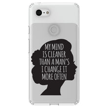 DistinctInk® Clear Shockproof Hybrid Case for Apple iPhone / Samsung Galaxy / Google Pixel - My Mind is Cleaner Than a Man's I Change It