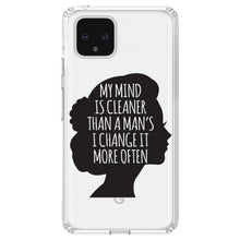 DistinctInk® Clear Shockproof Hybrid Case for Apple iPhone / Samsung Galaxy / Google Pixel - My Mind is Cleaner Than a Man's I Change It