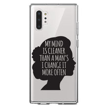 DistinctInk® Clear Shockproof Hybrid Case for Apple iPhone / Samsung Galaxy / Google Pixel - My Mind is Cleaner Than a Man's I Change It