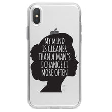 DistinctInk® Clear Shockproof Hybrid Case for Apple iPhone / Samsung Galaxy / Google Pixel - My Mind is Cleaner Than a Man's I Change It