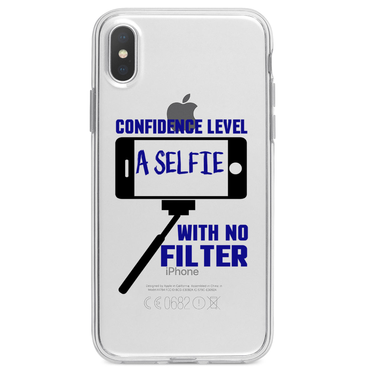 Confidence Level Selfie with No Filter Clear Shockproof iPhone Case, view 2